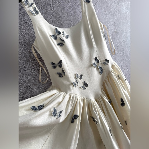 AGUA BY AGUA BENDITA Pluma Drop-Waist Butterfly Mini Dress, size small - Picture 8 of 16